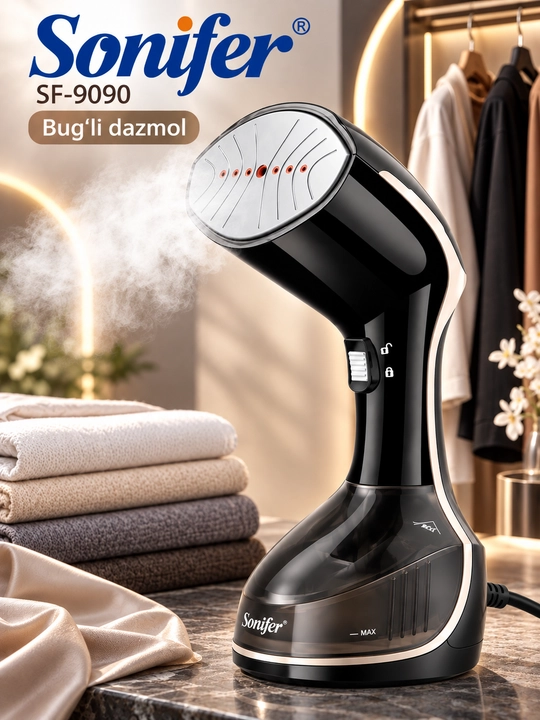 Parli dazmol Sonifer SF-9090, kiyim uchun qo‘l bug‘lagich, 1500 W, 260 ml - 