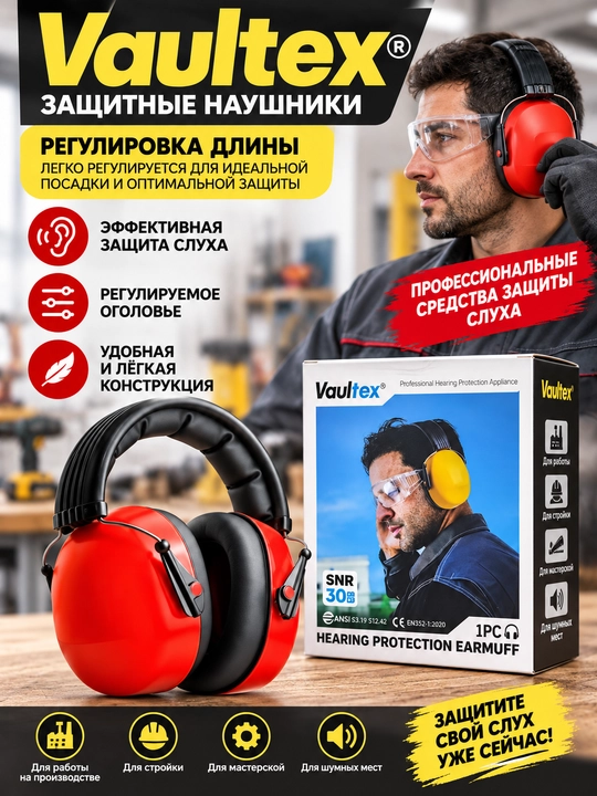 Защитные наушники для слуха, шумозащитные, VOULTEX - 