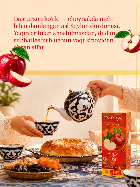 IMPRA qora choyi, Olma, 1,7 grammli 30 ta paketcha