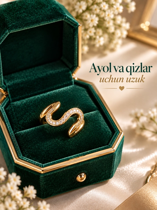 Ayollar uchun tilla rangli bijuteriya uzuk — nafis va zamonaviy