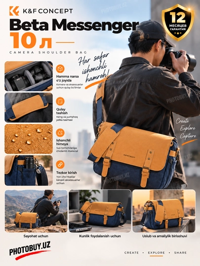 Kamera uchun fotoryukzak-sumka, 2 kamera, obyektivlar, MacBook 13" va iPad Pro 11"