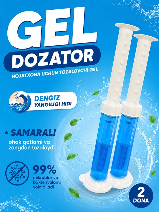 Hojatxona uchun gel dozatori, hojatxonani tozalash uchun gel, dezinfeksiyalovchi vosita - 