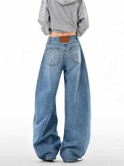Ayollar uchun Y2K boyfriend uslubidagi jinsi shim, street style - 