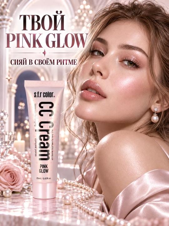 Yuz uchun CC krem SFR Color, rang tuzatuvchi makiyaj bazasi, 25 ml