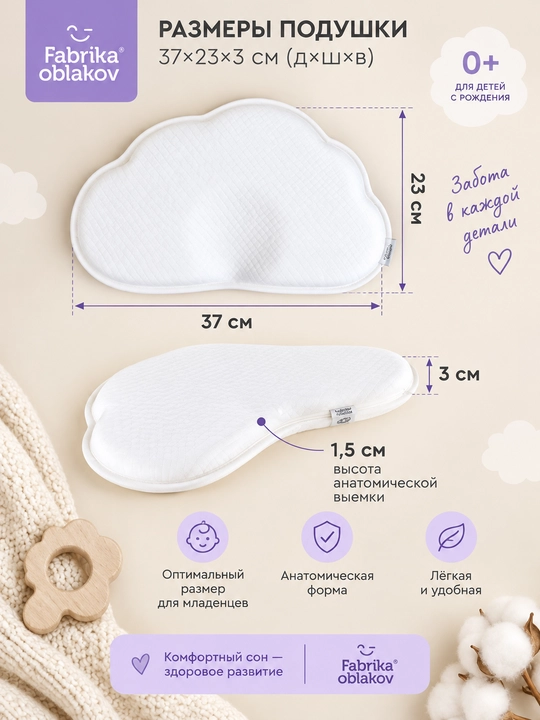 0–18 oylik bolalar uchun Memory Foam xotira effektli «Oblachko» anatomik yostiqchasi