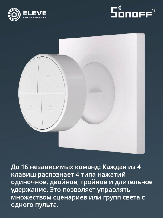 Умная беспроводная кнопка Sonoff 4-клавишная Zigbee