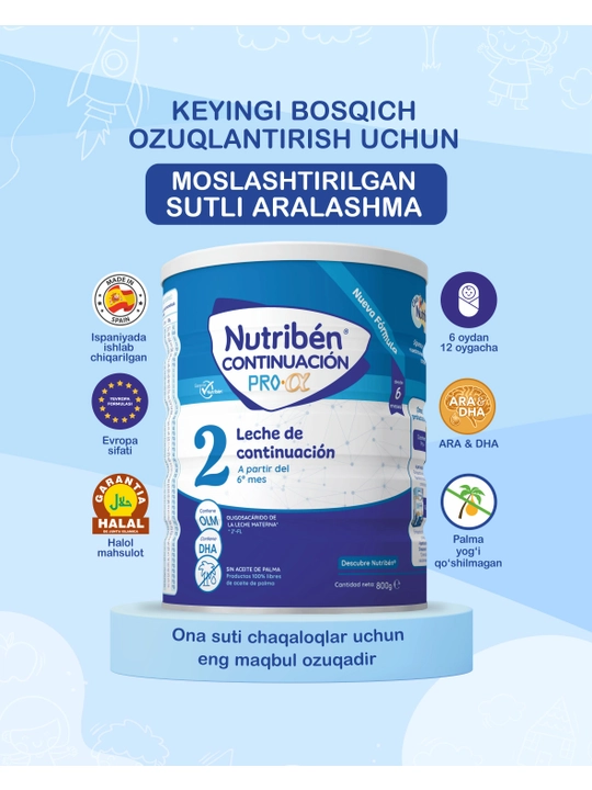 NUTRIBEN aralashmasi 2, 6-12 oydan, 800 gr