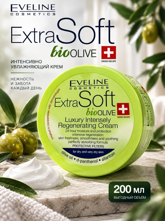 Eveline Cosmetics Extra Soft bioOLIVE — quruq va juda quruq terini kundalik parvarish - 