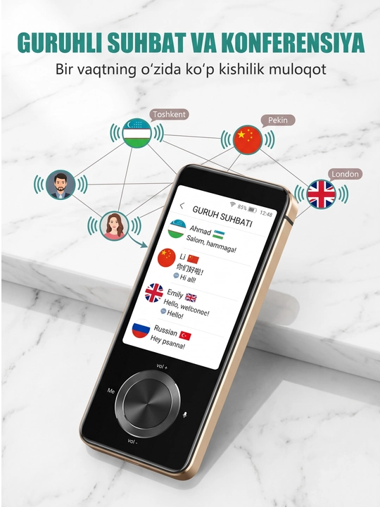 Умный голосовой и фото-переводчик, карманный (Smart Translator) - 