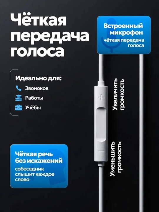 Simli naushnik Type-C / 3.5 mm Jack / Lightning, mikrofon va ovoz boshqaruvi bilan