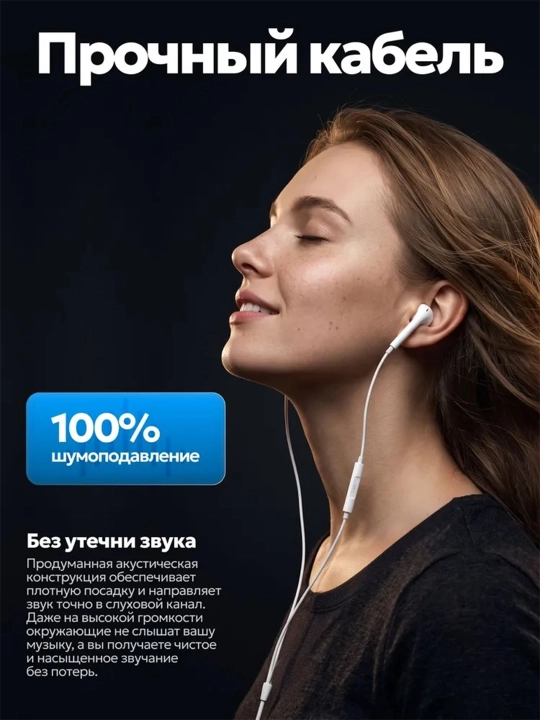 Simli naushnik Type-C / 3.5 mm Jack / Lightning, mikrofon va ovoz boshqaruvi bilan