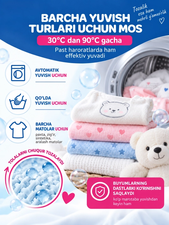 Zdorovye. Malyshi sovun kukuni bolalar kiyimlarini yuvish uchun, detskiy parashok 0+, 400 g