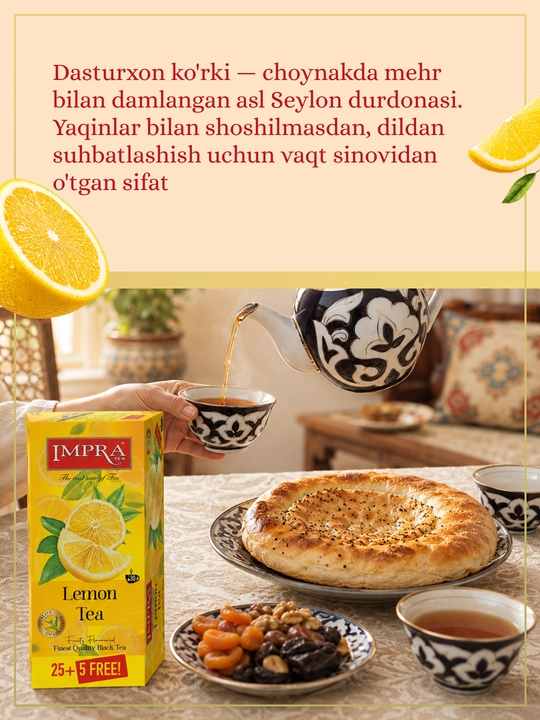 IMPRA qora choyi, Limon, 1,7 grammli 30 ta paketcha
