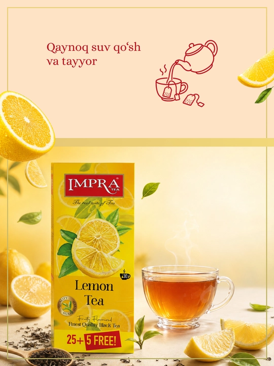 IMPRA qora choyi, Limon, 1,7 grammli 30 ta paketcha