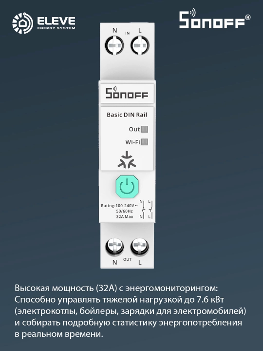 Sonoff 32A aqlli avtomat o‘chirgichi