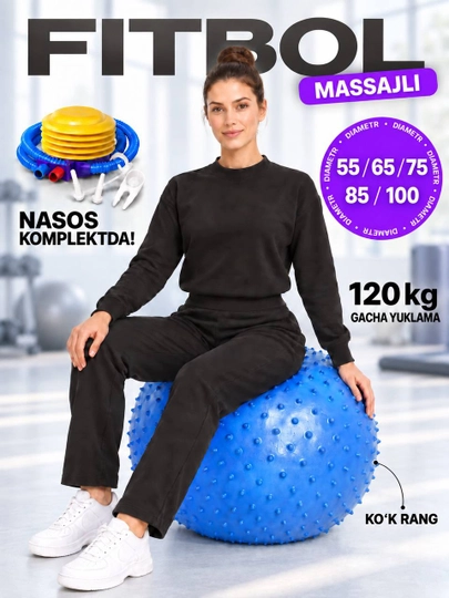 Fitbol fitnes to‘pi, fitbol, fitnes va sport uchun gimnastika to‘pi, massaj to‘pi - 