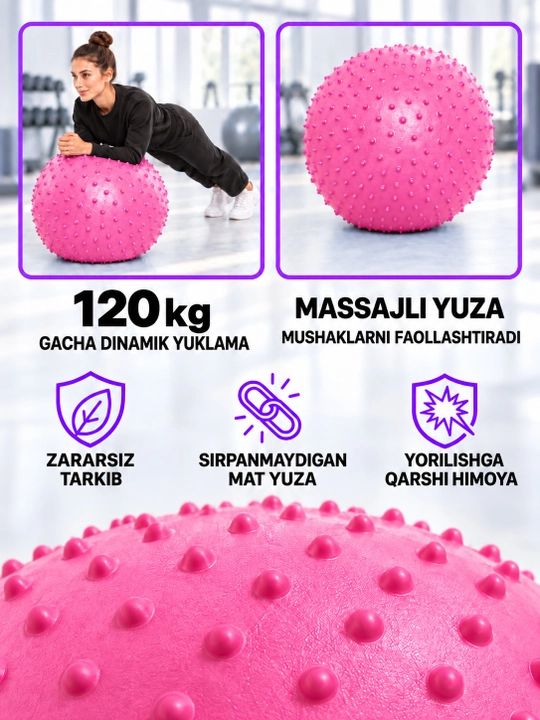 Fitbol fitnes to‘pi, fitbol, fitnes va sport uchun gimnastika to‘pi, massaj to‘pi