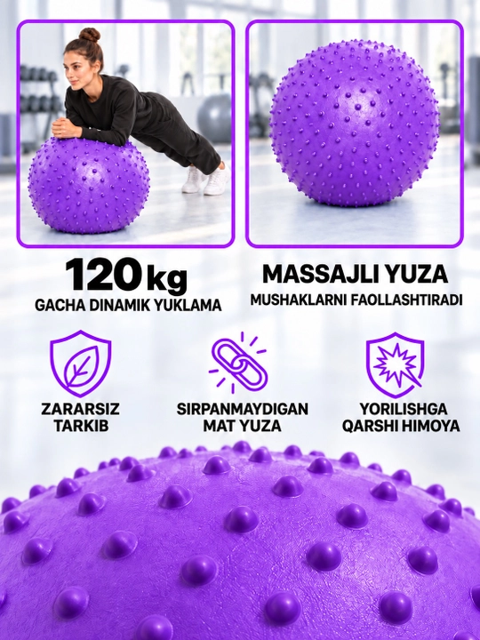 Fitbol fitnes to‘pi, fitbol, fitnes va sport uchun gimnastika to‘pi, massaj to‘pi