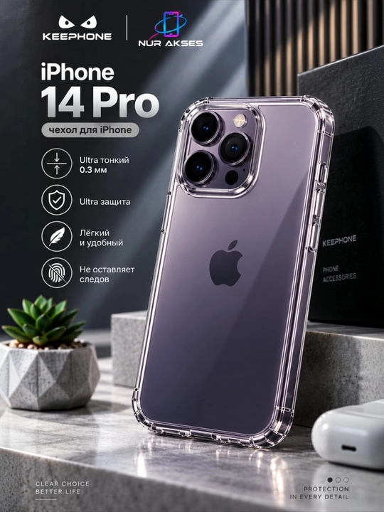 Прозрачные чехлы для iPhone 13 pro max/14 pro - 