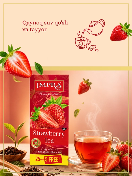 IMPRA qora choyi, Qulupnay, 1,7 grammli 30 ta paketcha