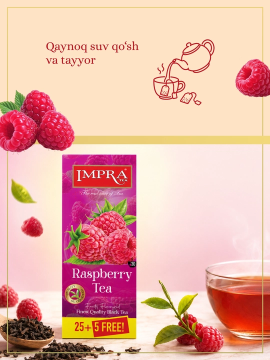 IMPRA qora choyi, Malina, 1,7 grammli 30 ta paketcha