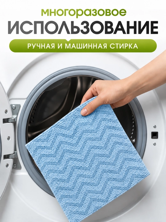 Салфетки из микрофибры в рулоне 20 шт безворсовые, многоразовые тряпки для дома и кухни