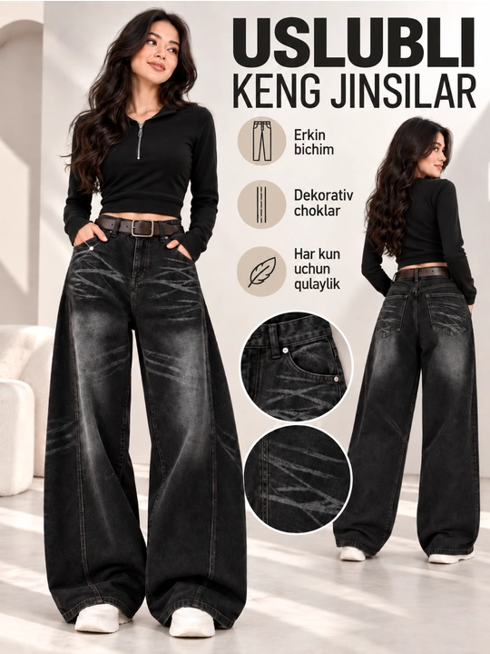 Ayollar Y2K jinsi shimlari, keng, oversize, baggi shimlar ayollar uchun jinsi - 