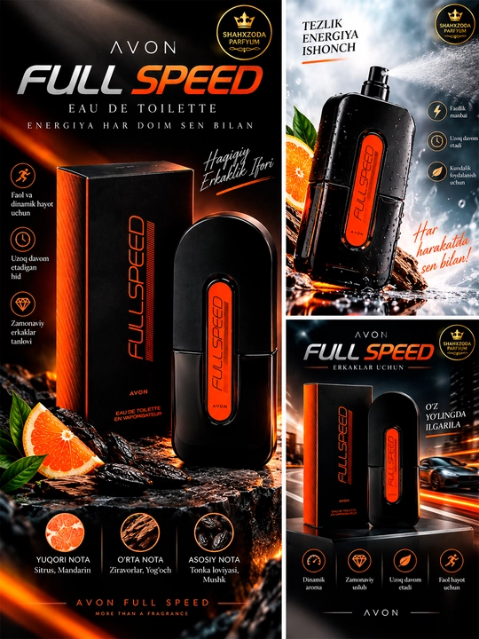 Erkaklar uchun Avon Full Speed Xushbo'ylangan suv