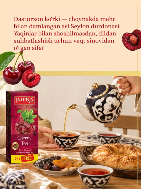 IMPRA qora choyi, Olcha, 1,7 grammli 30 ta paketcha
