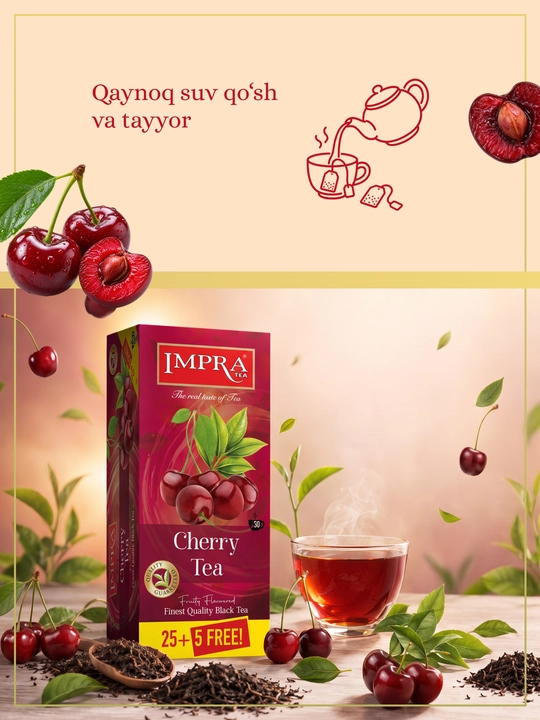 IMPRA qora choyi, Olcha, 1,7 grammli 30 ta paketcha