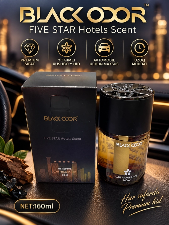 BLACK ODOR Five Star Hotels Scent avtomobil uchun xushbo‘ylantirgich, 160 ml