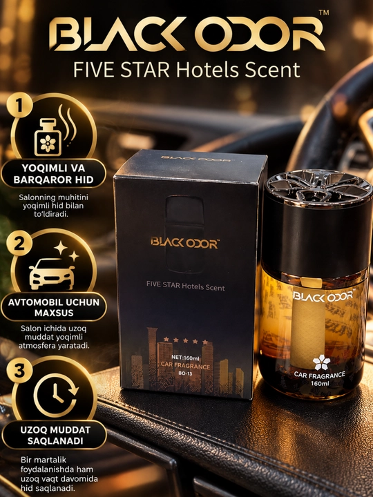 Ароматизатор для автомобиля BLACK ODOR Five Star Hotels Scent, 160 мл - 