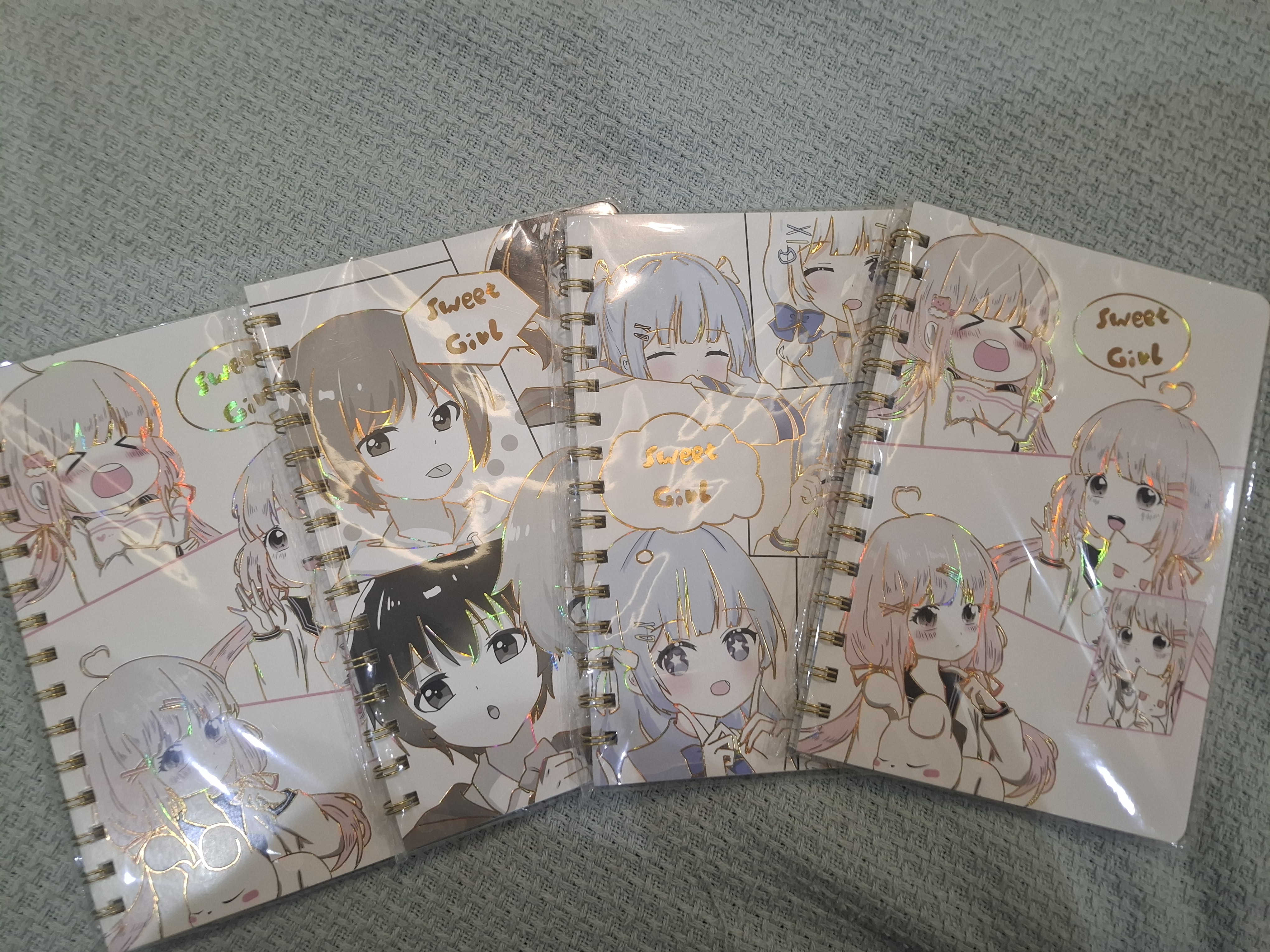 Anime mini bloknot spiral 66 varaq A6, 4 dona to‘plam, yozuv daftari