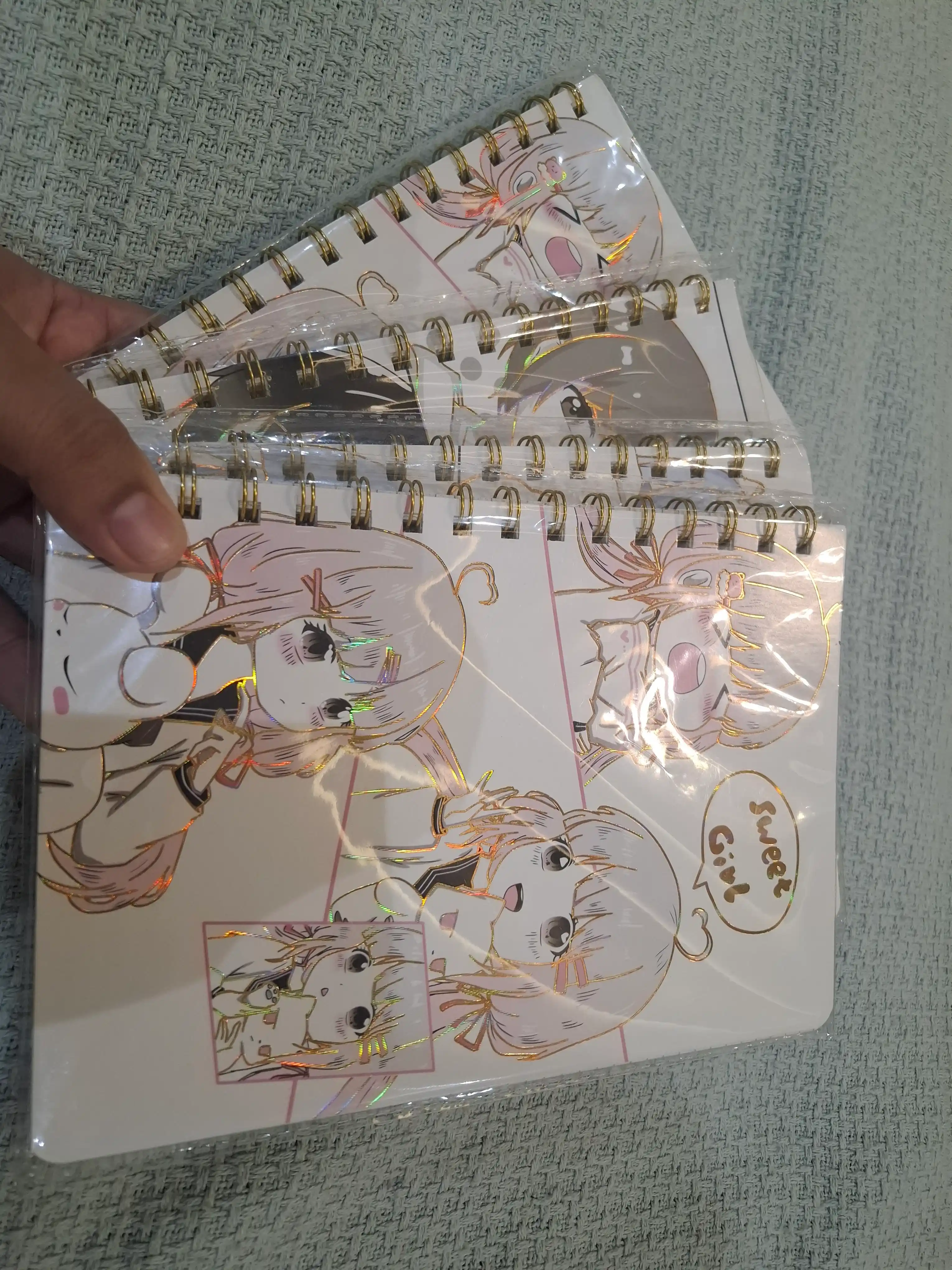 Anime mini bloknot spiral 66 varaq A6, 4 dona to‘plam, yozuv daftari