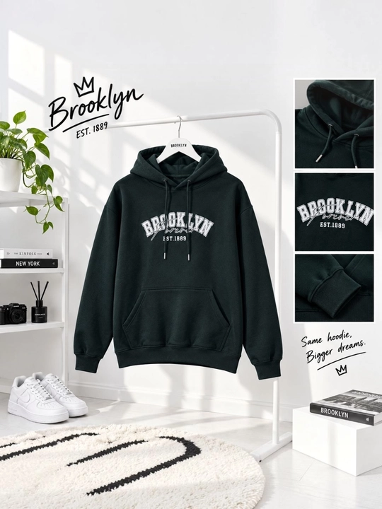 "Brooklyn EST. 1889", толстовка с капюшоном, оверсайз - 