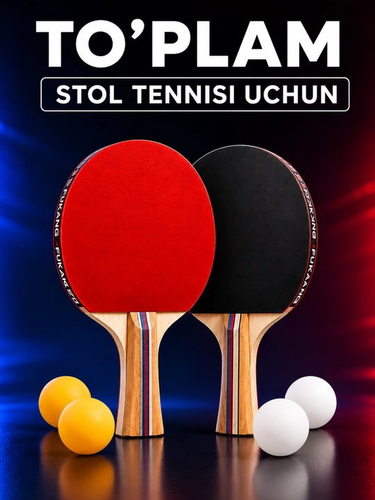 Stol tennis raketka 2 talik toplam, g'ilofli stol tenis raketka