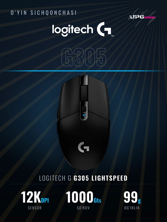 Simsiz o'yin sichqonchasi Logitech G G305 LIGHTSPEED, HERO 12 000 DPI, 99 g, 6 tugma