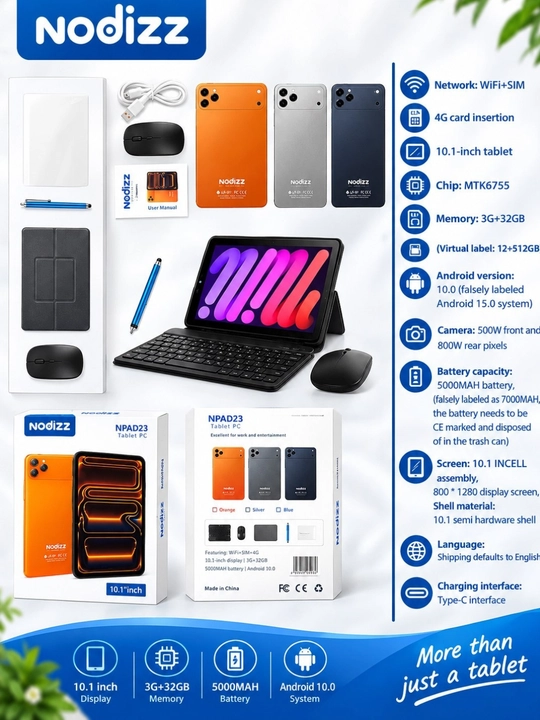 Npad 23 Planshet 10,1 2 SIM 4G 3+32Gb Android 10 5000мAh Klaviatura. Sichqon. Chexoli bor