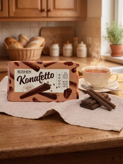 Vaflili trubochkalar Roshen Konafetto cocoa krem-kakao, 140 g - 