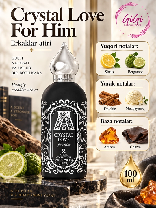 Attar Collection Crystal Love For Him erkakrlar parfumi 100 ml - 