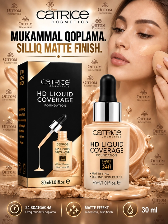 Тональный крем для лица Foundation Catrice HD, матирующий, 30 мл - 