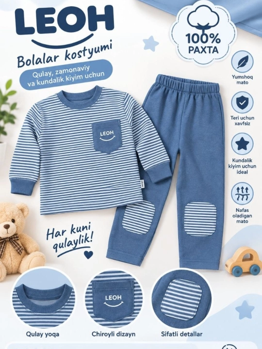 Bolalar kashmir pijama, 1-8 yoshgacha, o'g'il va qiz bolalar uchun