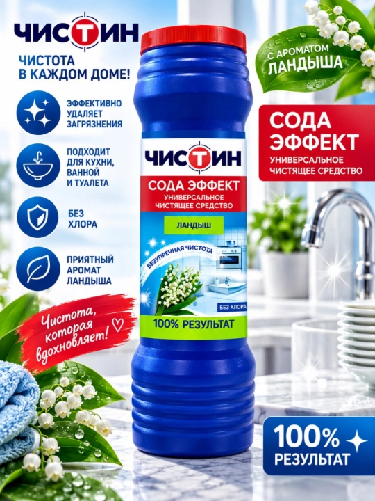 Порошок чистящий "Чистин", 400 гр, ландыш - 