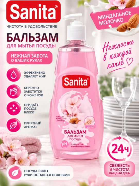 Idish yuvish uchun gel Sanita, matcha va ohak, 450 g - 
