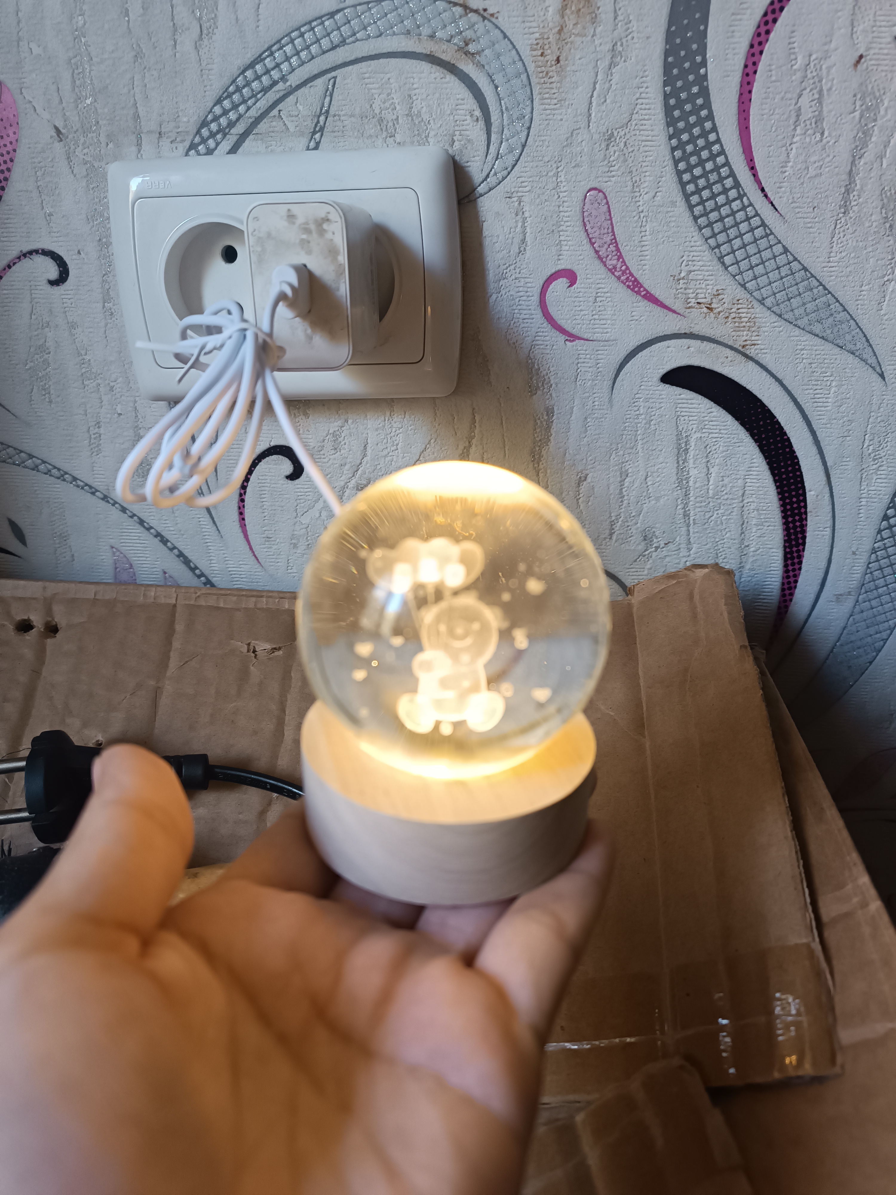 Хрустальный ночник 3D LED, сенсорная лампа с USB, 3 режима освещения, для подарка