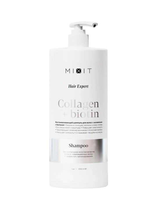 MIXIT Collagen & Biotin - Sochni tiklash uchun to‘plam, shampun + balzam, 2×1000 ml
