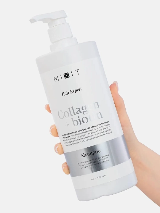 MIXIT Collagen & Biotin - Sochni tiklash uchun to‘plam, shampun + balzam, 2×1000 ml