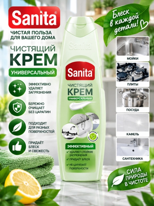 Universal tozalash kremi Sanita, ko'k choyi va laym, 600 g - 