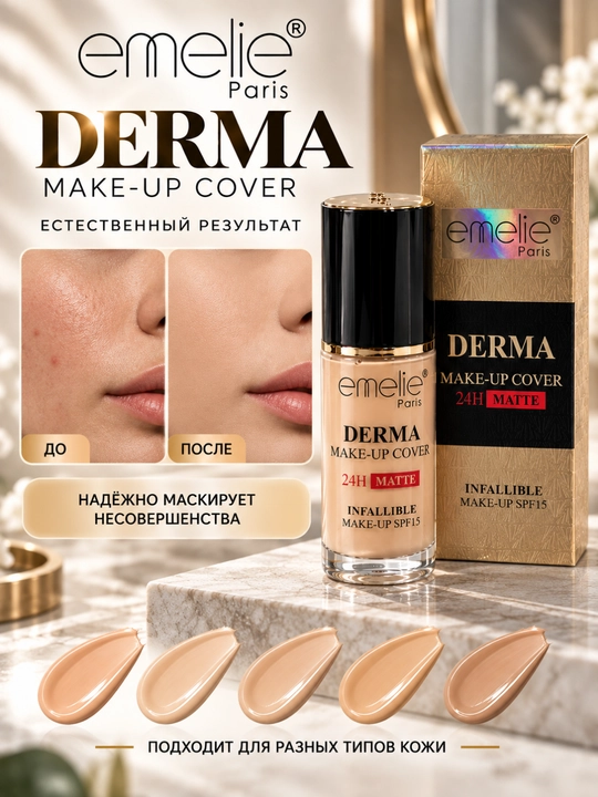 Emelie Paris DERMA MAKE-UP COVER 24H MATTE SPF 15 tonal kremi