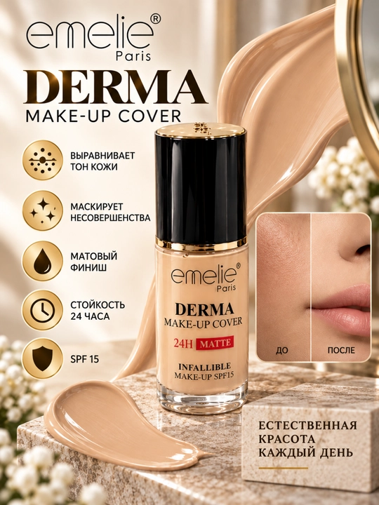 Emelie Paris DERMA MAKE-UP COVER 24H MATTE SPF 15 tonal kremi